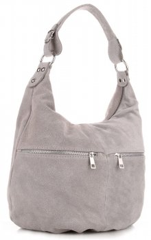 Bőr táska univerzális Genuine Leather világosszürke 8309