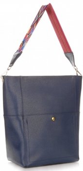 Bőr táska shopper bag Genuine Leather tengerkék K26