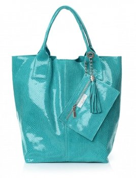 Bőr táska shopper bag Genuine Leather tengerkék 555