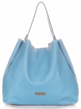 Bőr táska shopper bag Vittoria Gotti égszínkék V230