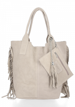 Bőr táska shopper bag Vittoria Gotti bézs B16