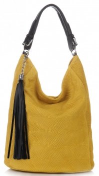 Bőr táska shopper bag Genuine Leather sárga G100
