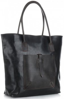 Bőr táska shopper bag Genuine Leather fekete 358