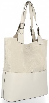 Bőr táska shopper bag Genuine Leather bézs 216