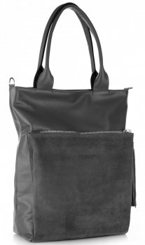 Bőr táska shopper bag Vittoria Gotti szürke V270