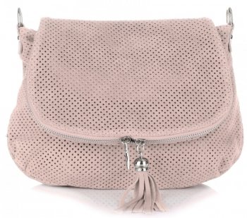 Bőr táska levéltáska Genuine Leather púderrózsaszín A20E