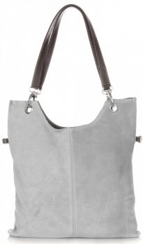 Bőr táska levéltáska Genuine Leather világosszürke 517
