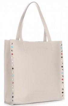 Bőr táska shopper bag Genuine Leather világosszürke 5013