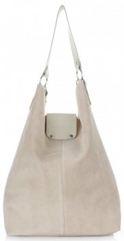Bőr táska shopper bag Vittoria Gotti bézs V3292C