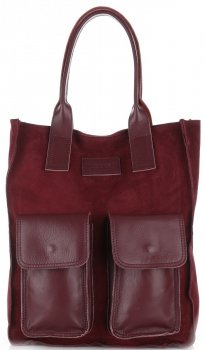 Bőr táska shopper bag Vittoria Gotti bordó V27A