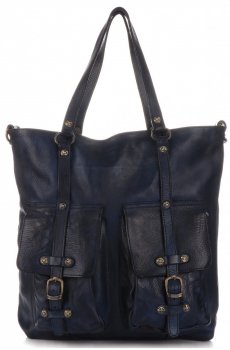 Bőr táska shopper bag Vittoria Gotti tengerkék V3650