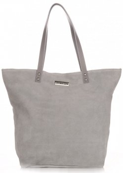 Bőr táska shopper bag Vittoria Gotti világosszürke V915