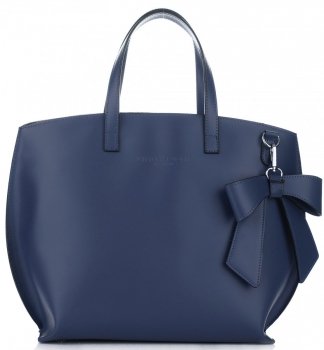 Bőr táska shopper bag Vittoria Gotti kék V6D BIGnje