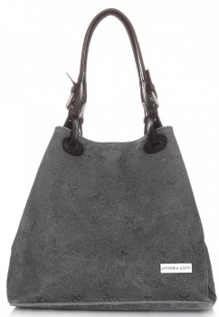 Bőr táska shopper bag Vittoria Gotti grafit V2050