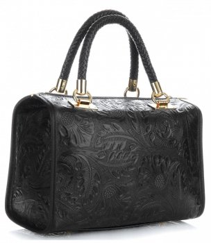 Bőr táska kuffer Genuine Leather fekete 214E