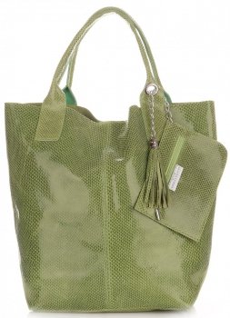 Bőr táska shopper bag Genuine Leather khaki 555