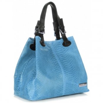 Bőr táska shopper bag Vittoria Gotti kék V2L
