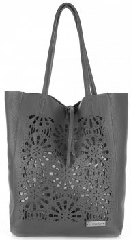 Bőr táska shopper bag Vittoria Gotti szürke V577