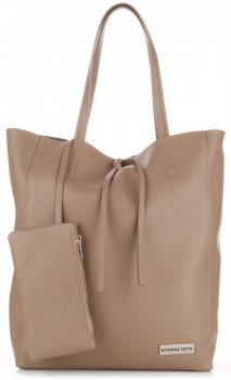 Bőr táska shopper bag Vittoria Gotti sötét bézs V775