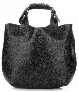 Bőr táska shopper bag Genuine Leather fekete K216