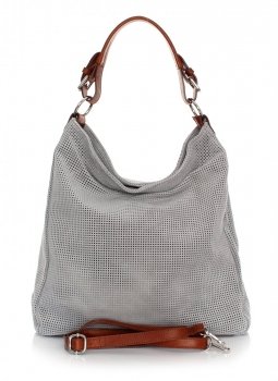 Bőr táska univerzális Genuine Leather világosszürke 17