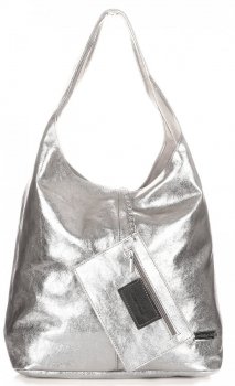 Bőr táska shopper bag Vittoria Gotti ezüst V5012
