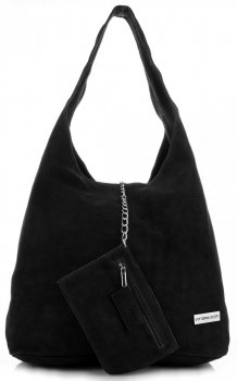 Bőr táska shopper bag Vittoria Gotti fekete V8802