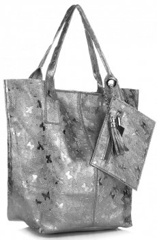 Bőr táska shopper bag Genuine Leather szürke 555