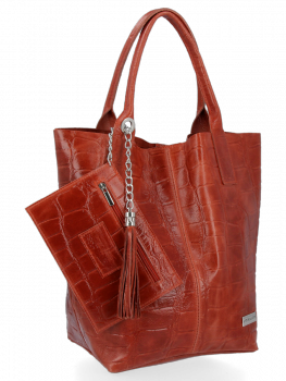 Bőr táska shopper bag Vittoria Gotti barna B15