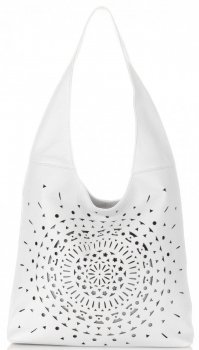 Bőr táska shopper bag Vittoria Gotti fehér V31