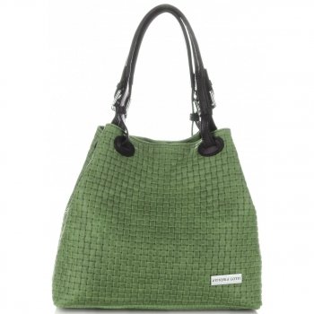 Bőr táska shopper bag Vittoria Gotti zöld V80047
