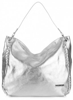 Bőr táska shopper bag Vittoria Gotti ezüst V8818