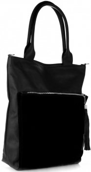 Bőr táska shopper bag Vittoria Gotti fekete V270
