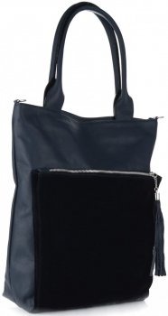 Bőr táska shopper bag Vittoria Gotti tengerkék V270