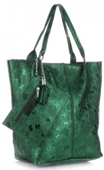 Bőr táska shopper bag Genuine Leather zöld 555