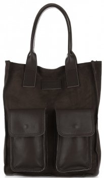 Bőr táska shopper bag Vittoria Gotti csokoládé V27A