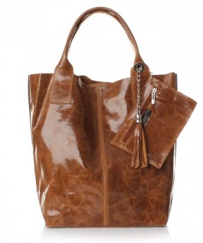 Torebka skórzana Shopper bag Lakier Ruda