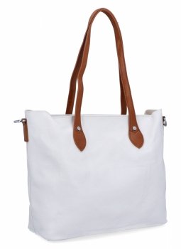 Torebka Damska Shopper Bag XL z Kosmetyczką firmy Herisson H8806 Biała