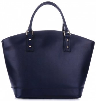 Modne Torebki skórzane typu Shopper bag łódka Granat