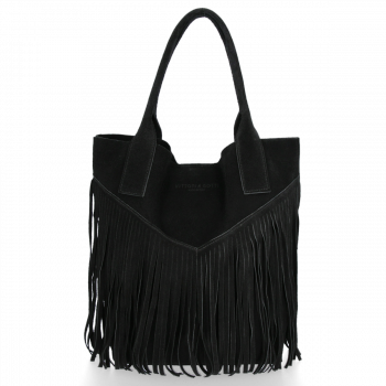Firmowy Włoski Shopper w stylu Boho Vittoria Gotti Czarna