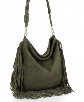 Uniwersalna Torebka Skórzana w Stylu Boho firmy Vittoria Gotti Khaki