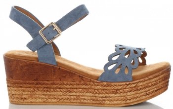 Unikatowe Buty Damskie Koturny firmy Bellucci Niebieskie