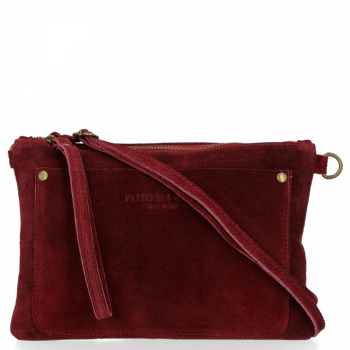 Vittoria Gotti Praktyczna Firmowa Listonoszka Skórzana / Kopertówka Made in Italy Bordowa