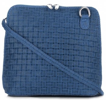 Mała Włoska Torebka Skórzana Listonoszka firmy Genuine Leather Jeansowa