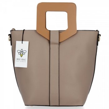 BEE BAG Modna Torebka Damska Kuferek Venezia Beżowa