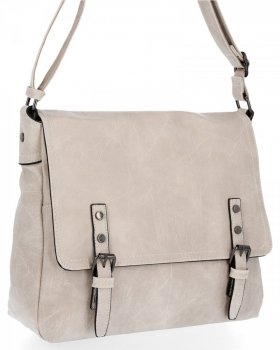 BEE BAG Duża Listonoszka Damska Adelia w Stylu Vintage Beżowa