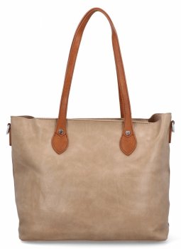Torebka Damska Shopper Bag XL z Kosmetyczką firmy Herisson H8806 Ciemno Beżowa