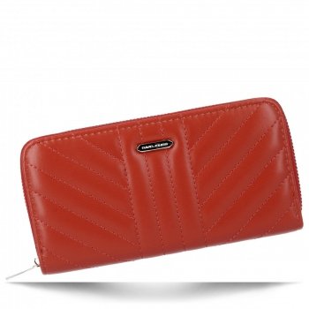 David Jones Firmowe Modne Portfele Damskie w rozmiarze XL Ceglasty