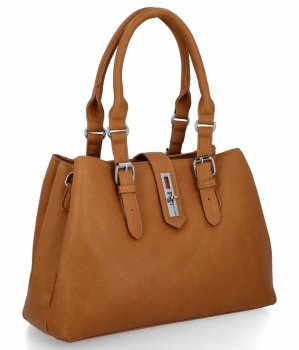 Elegacka Torebka Damska 3 Komory firmy Herisson 22R527 Musztardowa