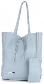Torebki Skórzane VITTORIA GOTTI Modny Shopperbag z Etui Błękitna
